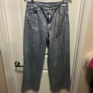 American Eagle Metallic, baggy, wide-legged Denim Jeans